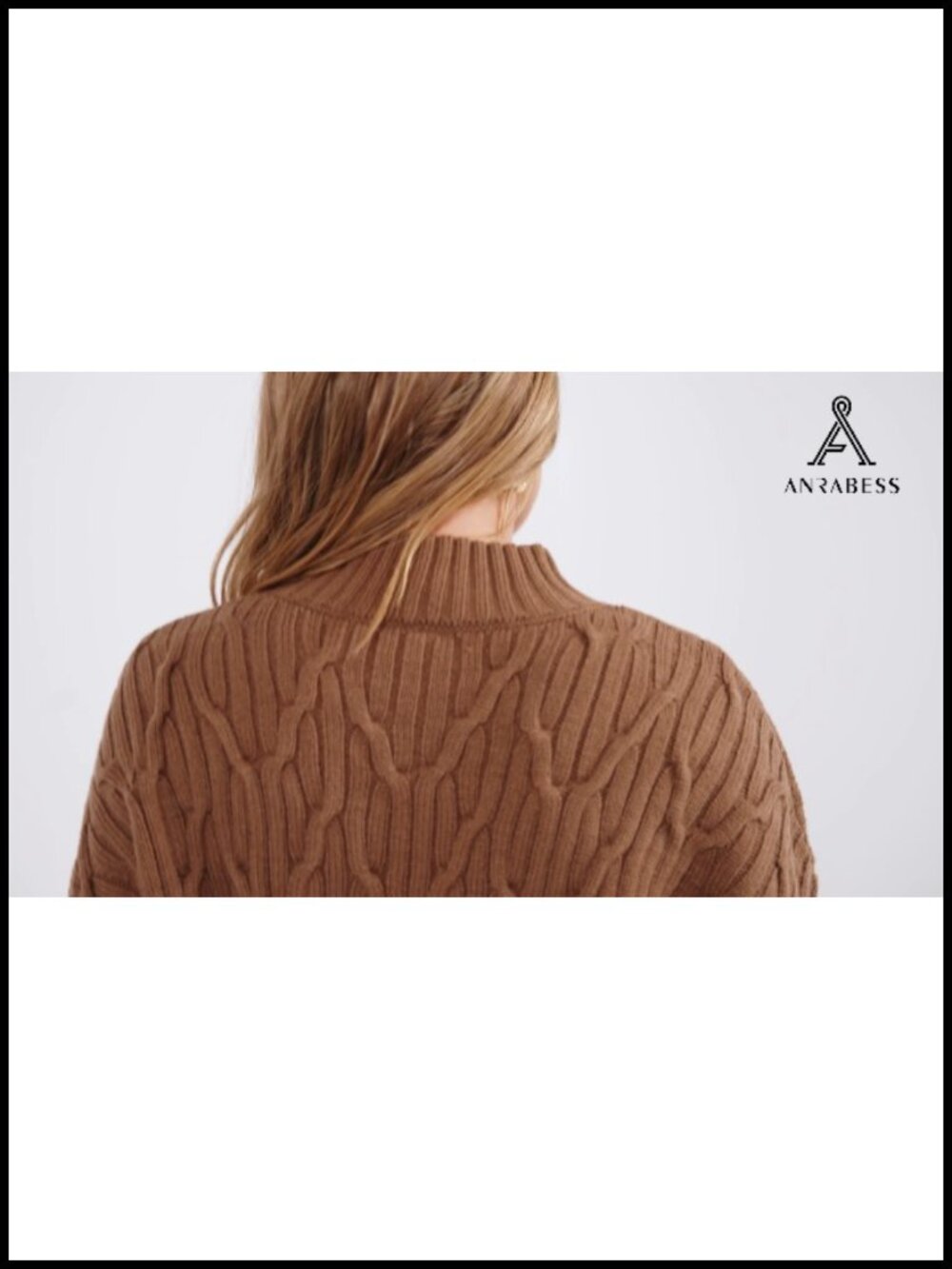 Women's Mock Neck Cable Knit Sweater 100% Acrylic Chunky Pullover - Picture 6 of 6